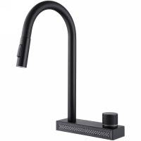 Смеситель Abber Wasser Kreis AF8114B, для кухонной мойки, с выдвижным изливом, цвет черный матовый