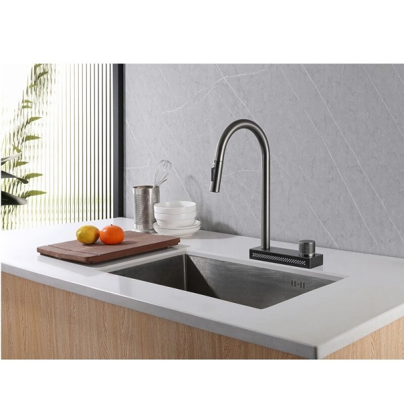 Смеситель Abber Wasser Kreis AF8114NG, для кухонной мойки, с выдвижным изливом, цвет никель