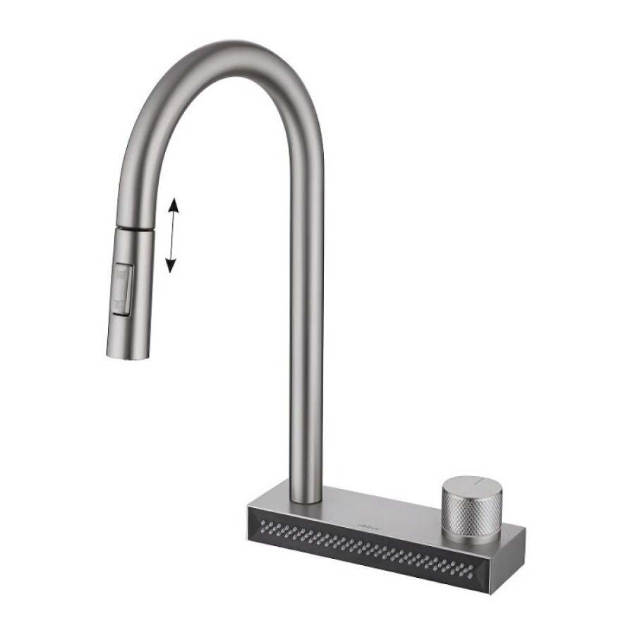 Смеситель Abber Wasser Kreis AF8114SP, для кухонной мойки, с вытяжным изливом, PVD покрытие, цвет сатин