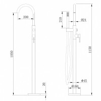 Смеситель Abber Wasser Kreis AF8115B для ванны, напольный, черный матовый