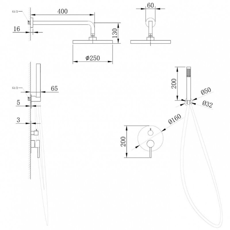 Душевая система Abber Wasser Kreis AF8118RG, цвет розовое золото