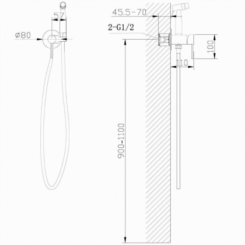 Гигиенический душ Abber Wasser Kreis AF8125NG, со смесителем, цвет никель