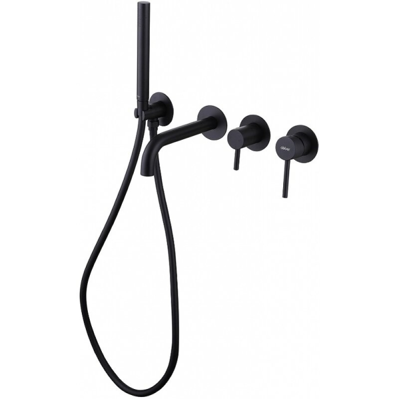 Смеситель для ванны и душа Abber Wasser Kreis AF8130B, с душевым гарнитуром, цвет черный матовый