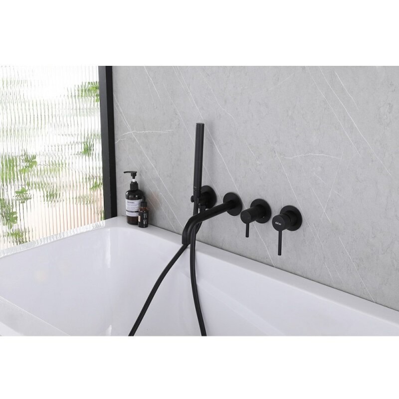 Смеситель для ванны и душа Abber Wasser Kreis AF8130B, с душевым гарнитуром, цвет черный матовый