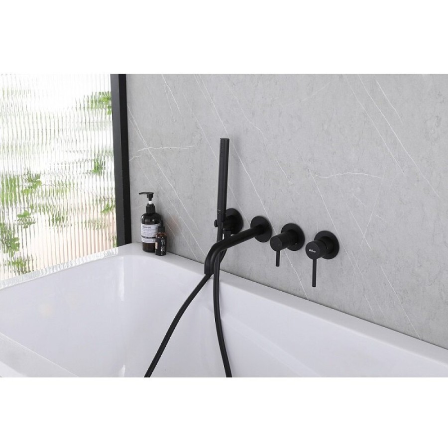 Смеситель для ванны и душа Abber Wasser Kreis AF8130B, с душевым гарнитуром, цвет черный матовый