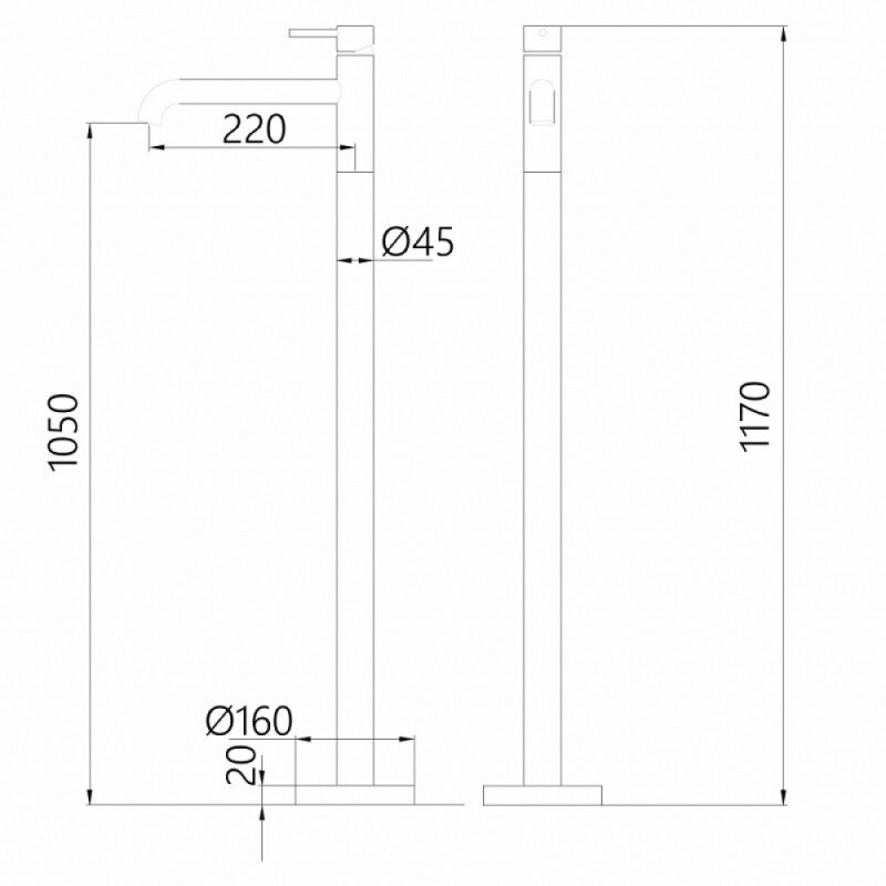 Смеситель Abber Wasser Kreis AF8140NG для раковины, напольный, PVD покрытие, никель