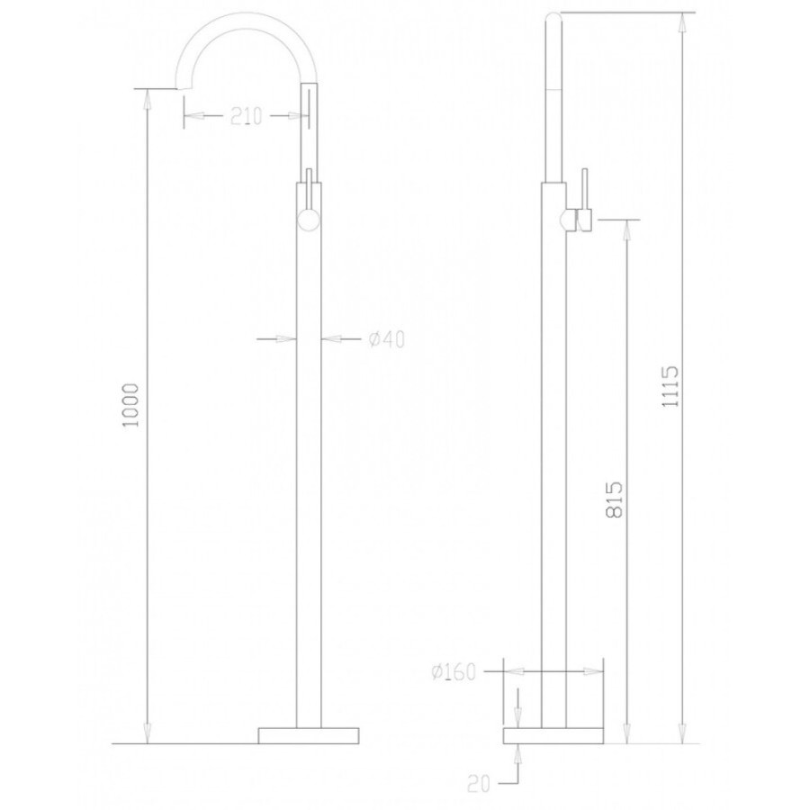Смеситель Abber Wasser Kreis AF8141 для раковины, напольный, хром