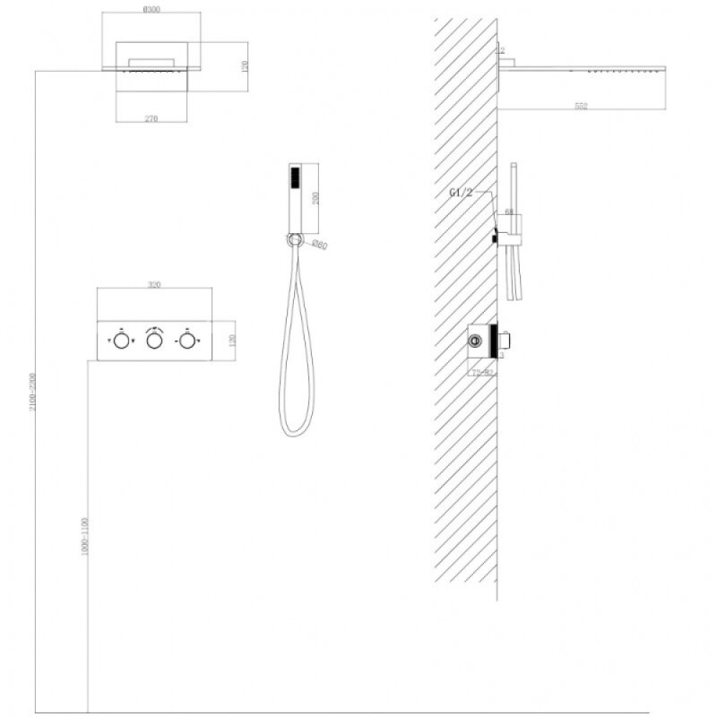 Душевая система Abber Wasser Kreis AF8151, термостатическая, цвет хром