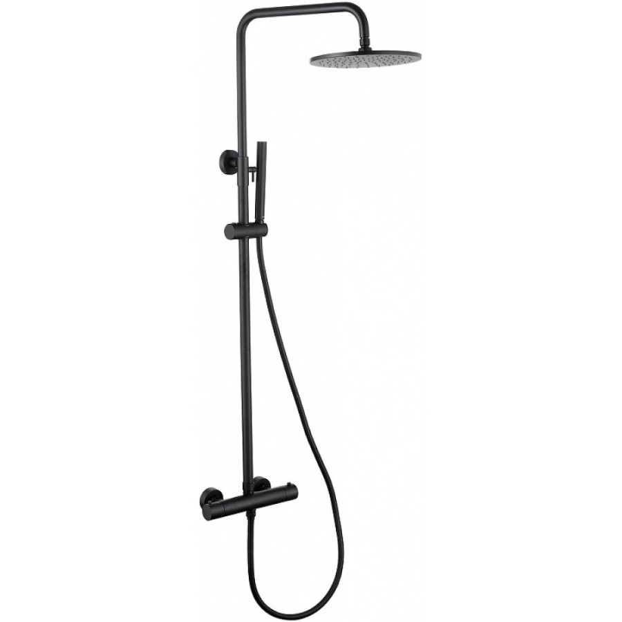 Душевая система Abber Wasser Kreis AF8160B, термостатическая, на 2 потребителя, цвет черный матовый