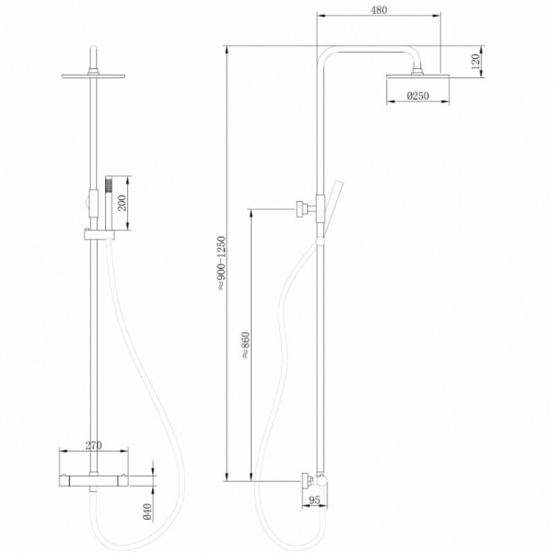 Душевая система Abber Wasser Kreis AF8160NG, термостатическая, цвет никель