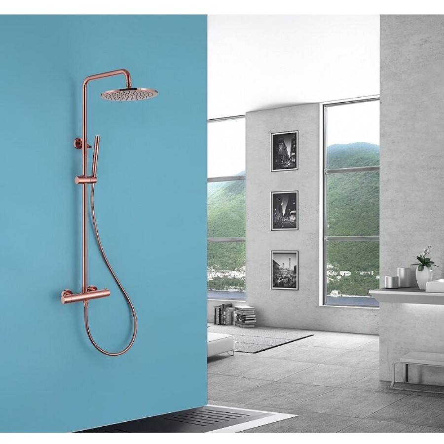 Душевая система Abber Wasser Kreis AF8160RG, термостатическая, на 2 потребителя, цвет розовое золото