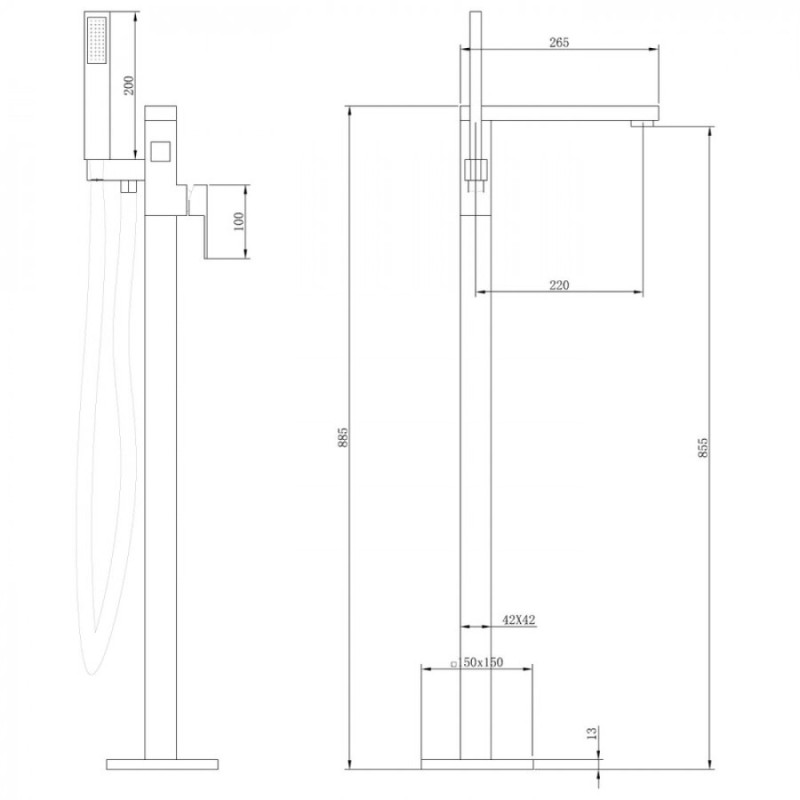 Смеситель Abber Daheim AF8215G, напольный, золото матовое