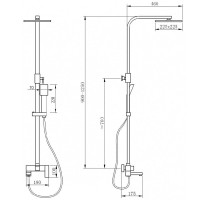 Душевая система Abber Daheim AF8216B, излив, верхний душ, душевая лейка, с изливом, черная матовая