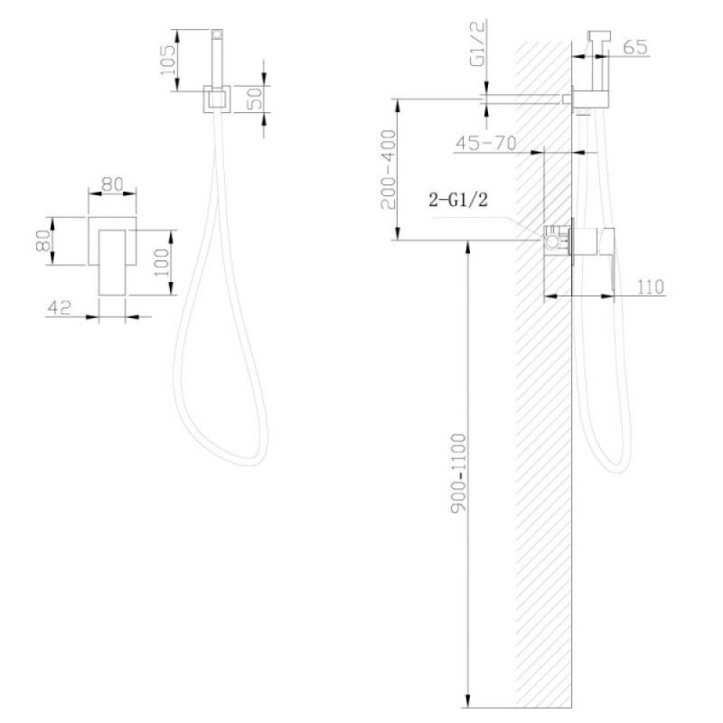 Гигиенический душ Abber Daheim, AF8225G, со смесителем, золото матовое