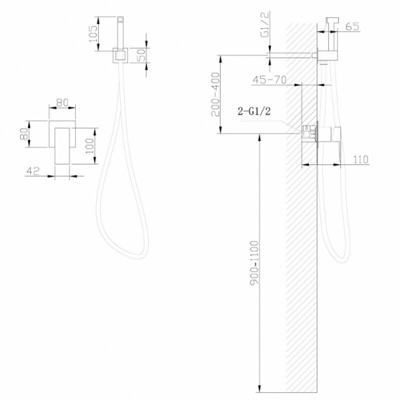 Гигиенический душ Abber Daheim AF8225NG, со смесителем, цвет никель