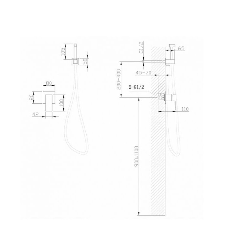 Гигиенический душ Abber Daheim, AF8225W, со смесителем, белый матовый