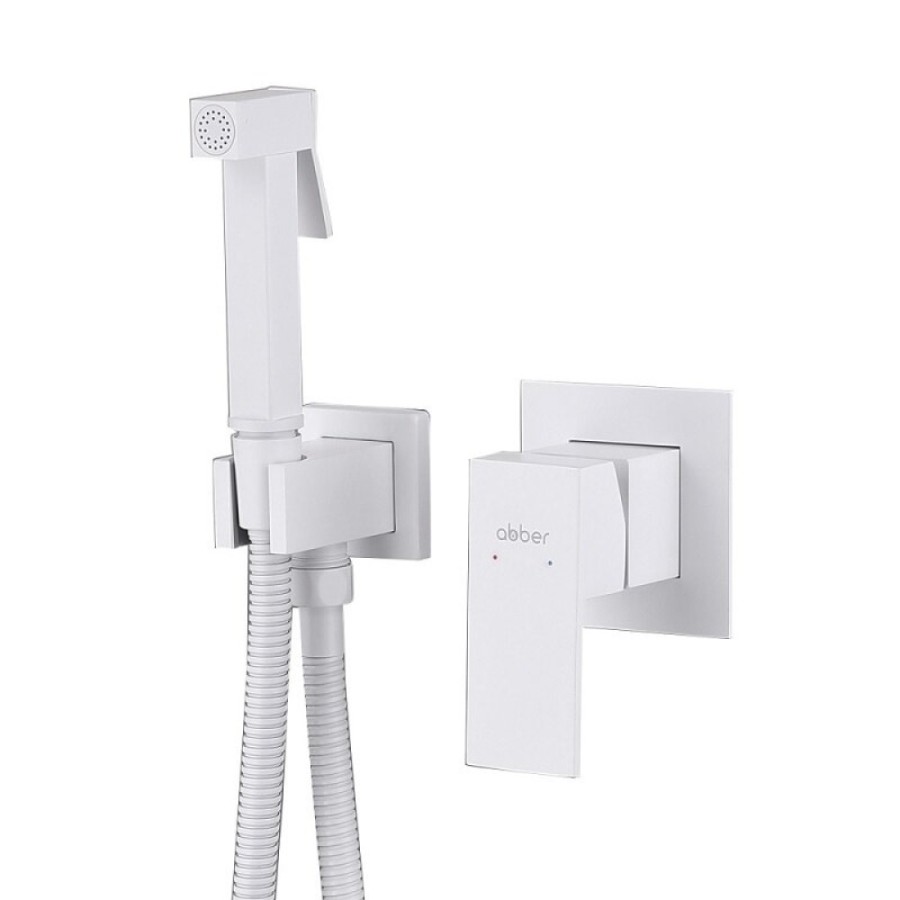 Гигиенический душ Abber Daheim, AF8225W, со смесителем, белый матовый