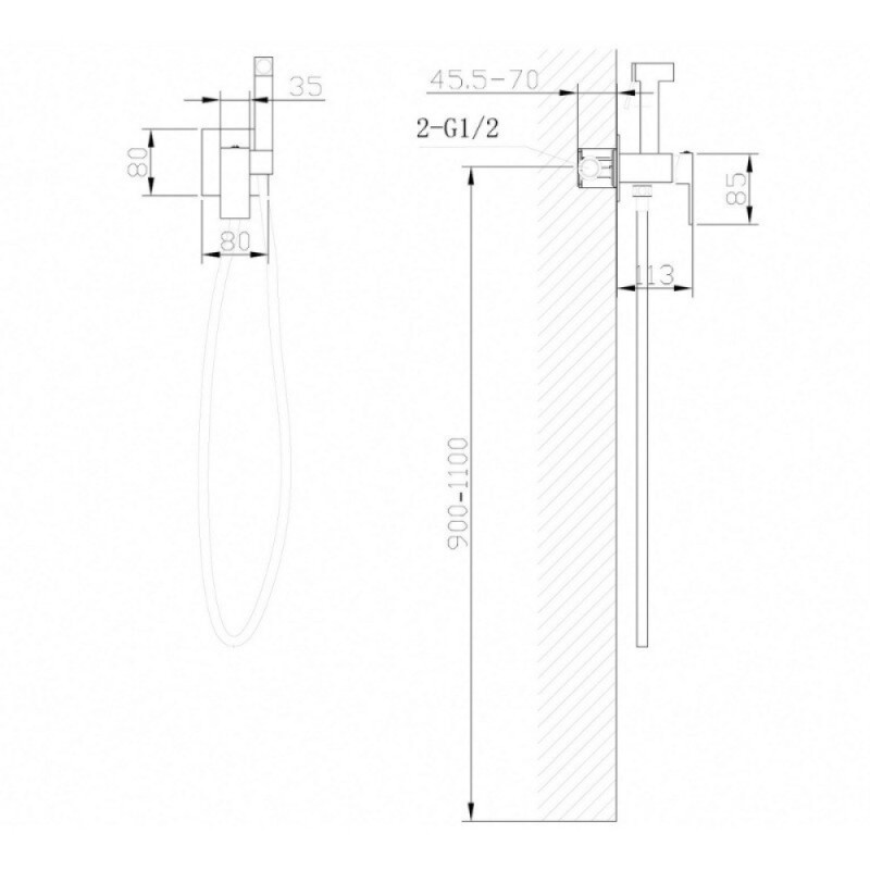 Гигиенический душ Abber Daheim, AF8226W, со смесителем, белый матовый
