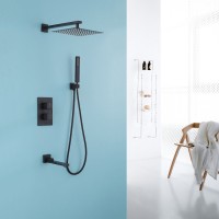 Душевая система Abber Daheim AF8250B, термостат, излив, верхний душ, душевая лейка, черный матовый