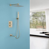 Душевая система Abber Daheim AF8250G, термостат, излив, верхний душ, душевая лейка, золото матовое