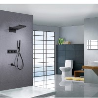 Душевая система Abber Daheim AF8253B, термостатическая, на 3 потребителя, цвет черный матовый