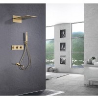 Душевая система Abber Daheim AF8253G, термостатическая, на 3 потребителя, цвет золото матовое