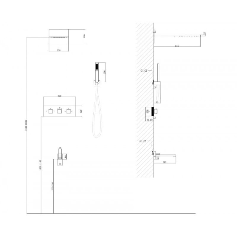 Душевая система Abber Daheim AF8253NG, термостатическая, цвет никель