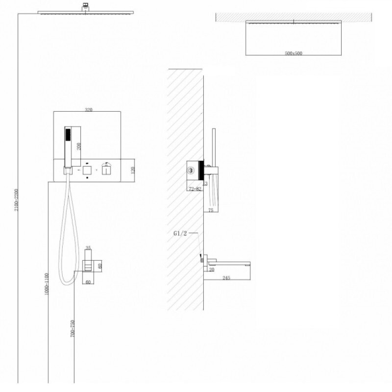Душевая система Abber Daheim AF8254SP, термостатическая, на 3 потребителя, PVD покрытие, цвет сатин