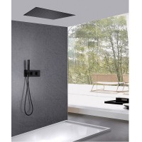 Душевая система Abber Daheim AF8255B, термостатическая, на 2 потребителя, цвет черный матовый