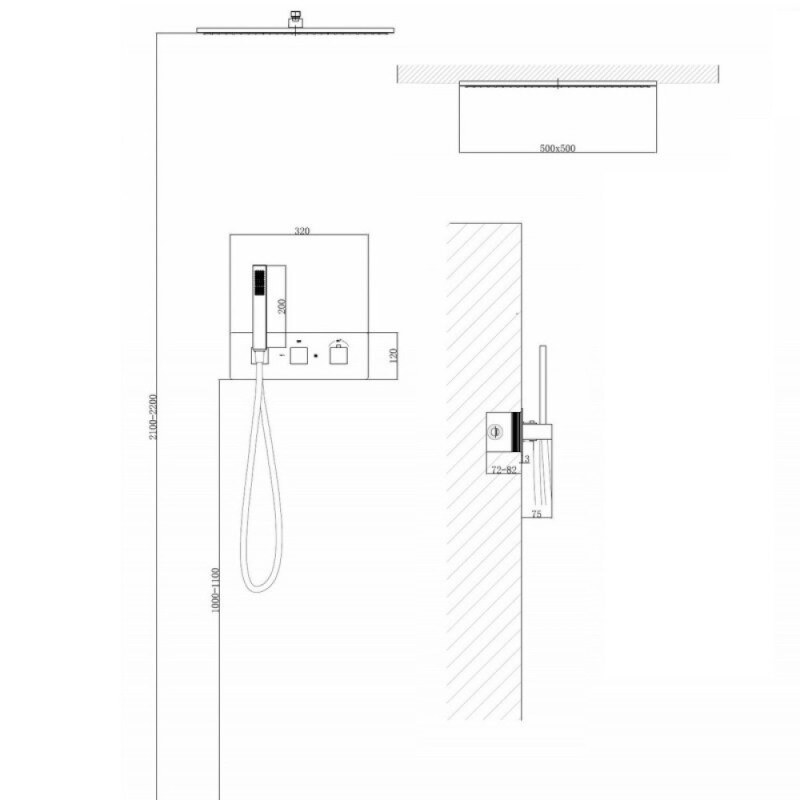 Душевая система Abber Daheim AF8255SP, термостатическая, на 2 потребителя, PVD покрытие, цвет сатин