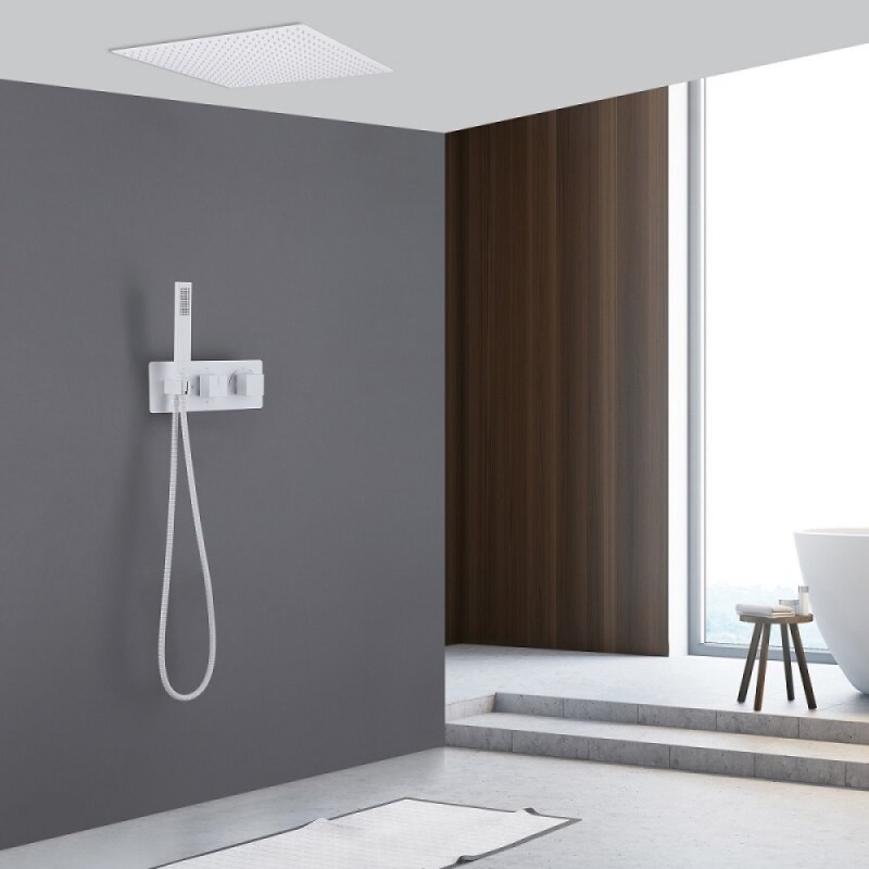 Душевая система Abber Daheim AF8255W, термостатическая, на 2 потребителя, цвет белый матовый