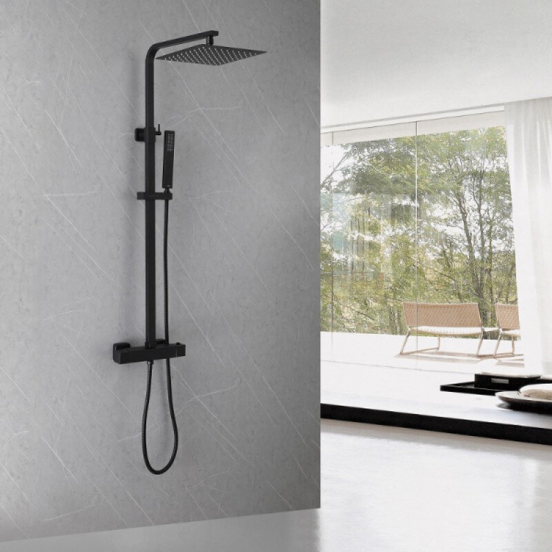 Душевая система Abber Daheim AF8260BL, термостатическая, цвет черный матовый