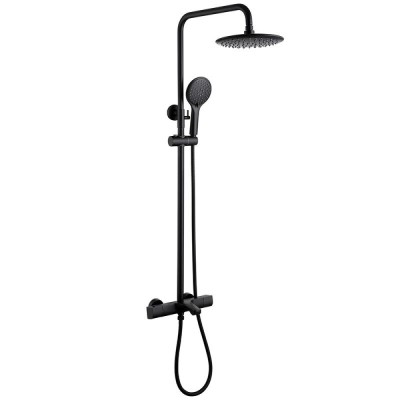 Душевая система Abber Thermostat AF8516B, термостатическая, излив, верхний душ, душевая лейка, черная матовая
