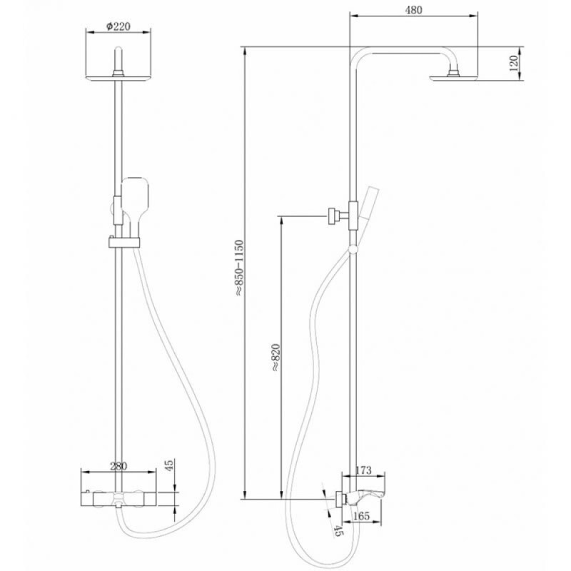 Душевая система Abber Thermostat AF8516G с термостатом и изливом, золото матовое
