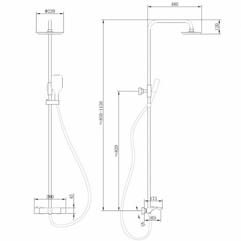 Душевая система Abber Thermostat AF8516NG, термостатическая, цвет никель