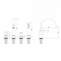 Смеситель Abber Wasserfall AF8613G, на борт ванны, цвет золото матовое
