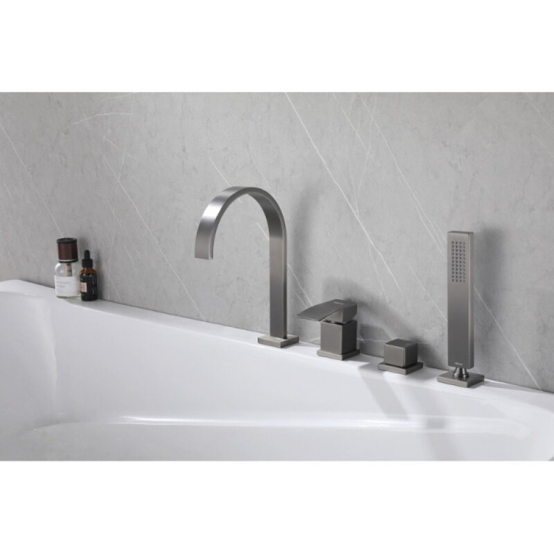 Смеситель Abber Wasserfall AF8613NG, на борт ванны, цвет никель