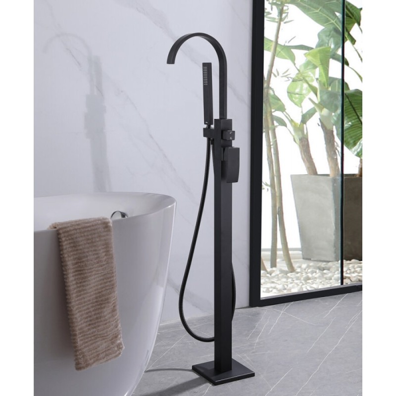 Смеситель Abber Wasserfall AF8615B для ванны, черный матовый