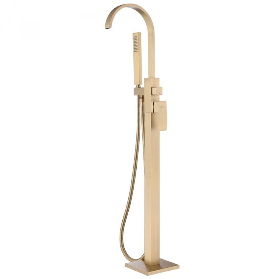 Смеситель Abber Wasserfall AF8615G напольный, золото матовое