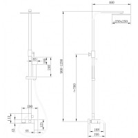 Душевая система Abber Wasserfall AF8616B, стойка, излив, верхний душ, душевая лейка, черный матовый