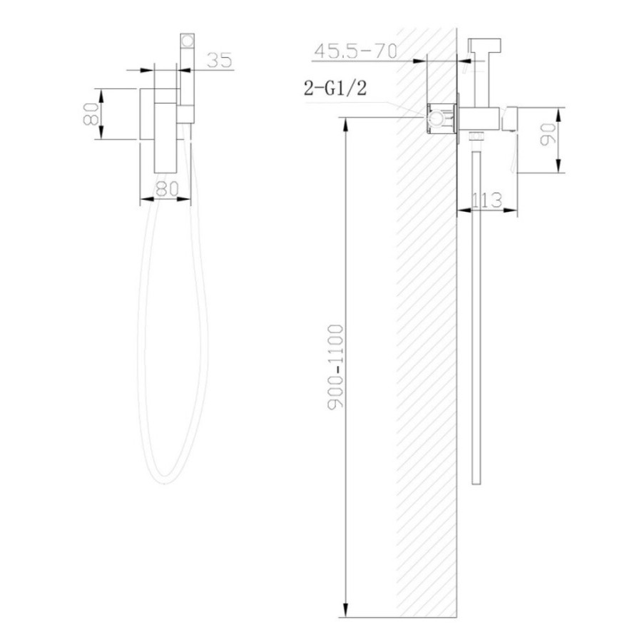 Гигиенический душ Abber Wasserfall, AF8625B, со смесителем, черный матовый