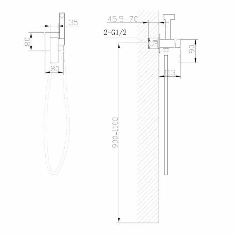 Гигиенический душ Abber Wasserfall AF8625G со смесителем, золото матовое