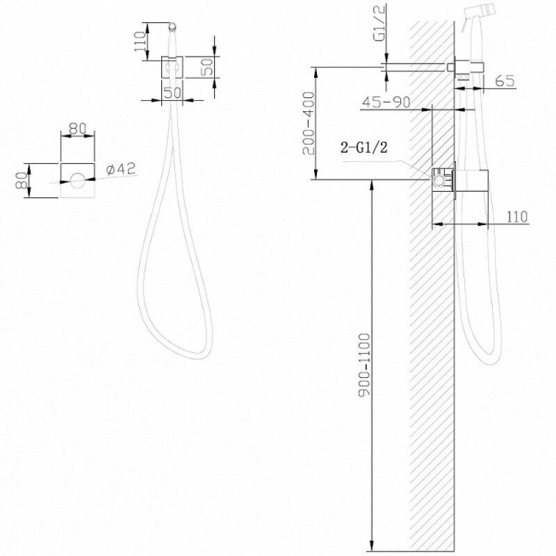 Гигиенический душ со смесителем Abber Rund AF8725NG, цвет никель