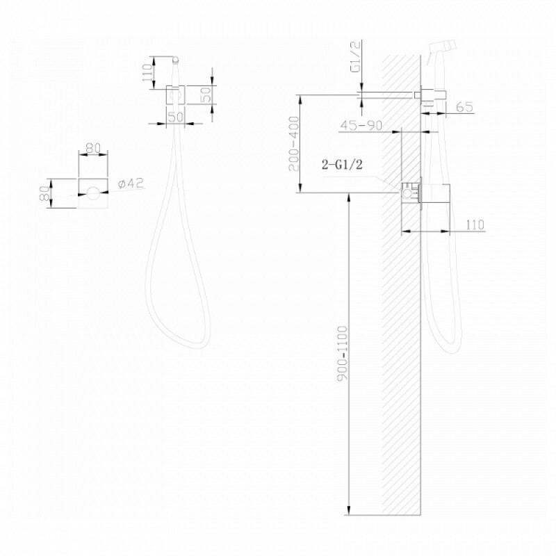 Гигиенический душ Abber Rund, AF8725SP, со смесителем, PVD покрытие, сатин