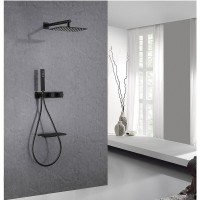 Душевая система Abber Rund AF8750B, термостатическая, на 3 потребителя, цвет черный матовый