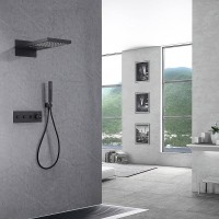 Душевая система Abber Rund AF8752B, термостатическая, на 3 потребителя, цвет черный матовый