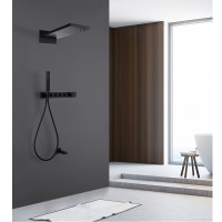 Душевая система Abber Rund AF8753B, термостатическая, на 3 потребителя, цвет черный матовый