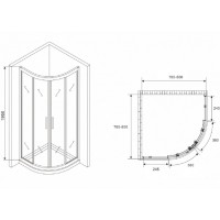 Душевой уголок Abber Schwarzer Diamant, 80 х 80 см, стекло матовое, профиль хром, AG01080M