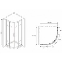 Душевой уголок Abber Schwarzer Diamant, 90 х 90 см, стекло прозрачное, профиль черный, AG01090B