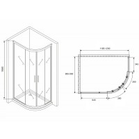 Душевой уголок Abber Schwarzer Diamant, 120 х 90 см, стекло матовый, профиль хром, AG01129M